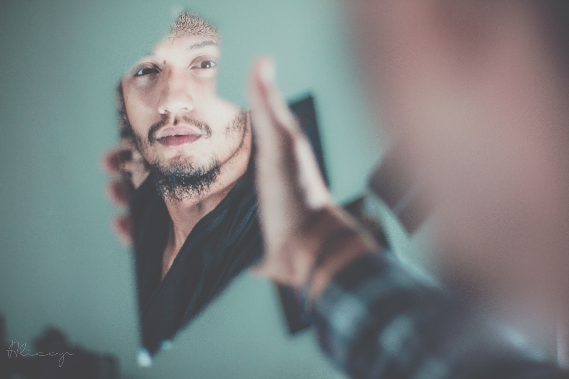 Man staring into a mirror