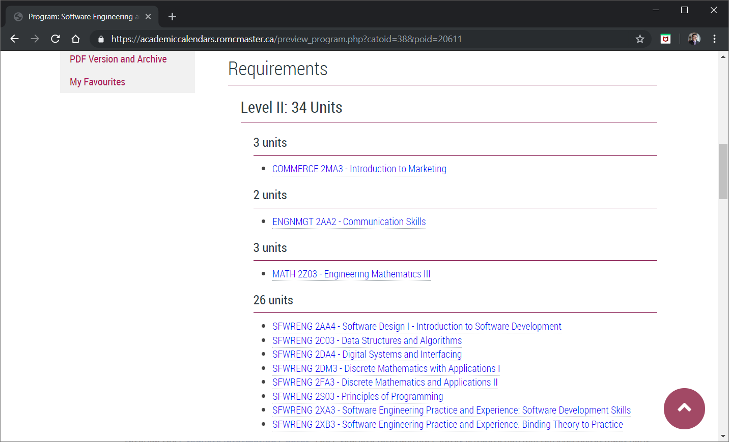 Software Engineering and Management Level 2 Degree Requirements